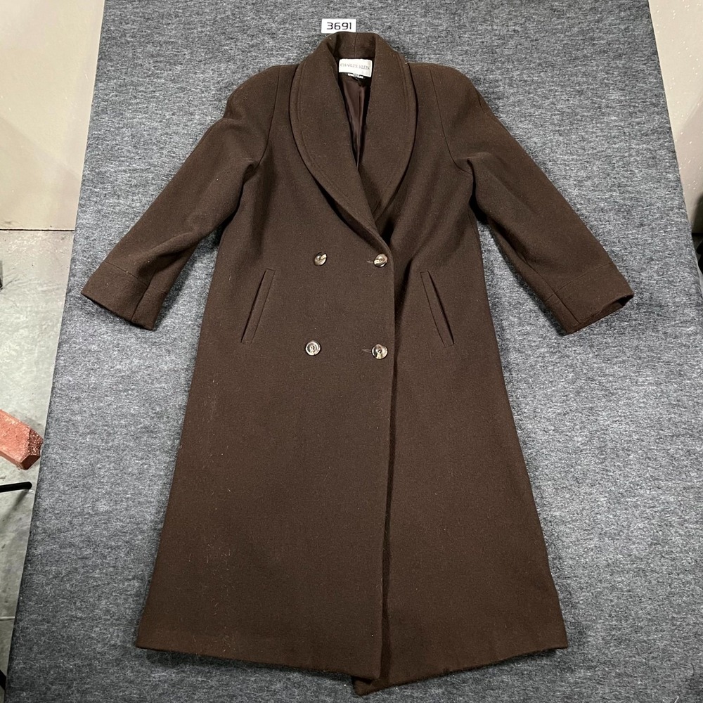 Vintage Charles Klein Trench Coat Womens 10 Brown Wool Lined Double Breasted 90s
